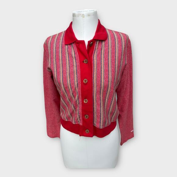 VTG 90s Levi's Red Tab Heritage Southwest Striped Knit Button Up Cardigan Size L - Picture 5 of 10